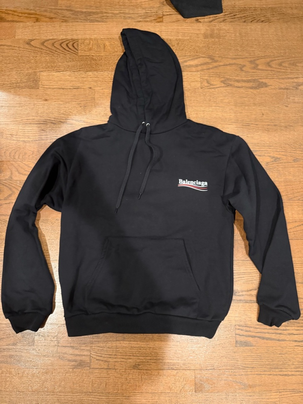 Balenciaga Black Pullover Hoodie with Small Chest Logo
